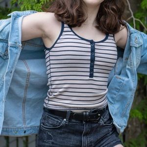 Black and white striped tank top